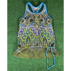 Athleta Blue Green Paisley‎ Athletic Workout Tank Top Women's Size Medium